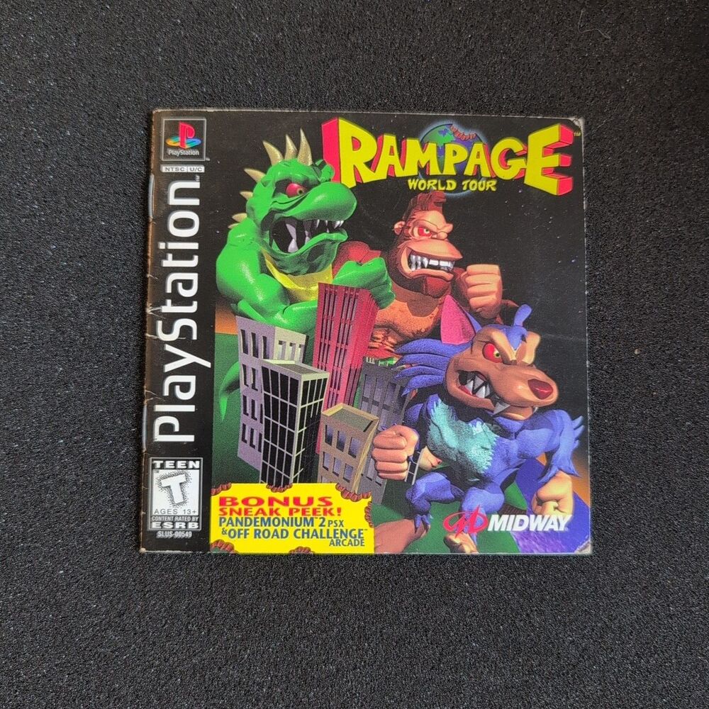 rampage world tour ps1 Manual With Registration Card Only black label